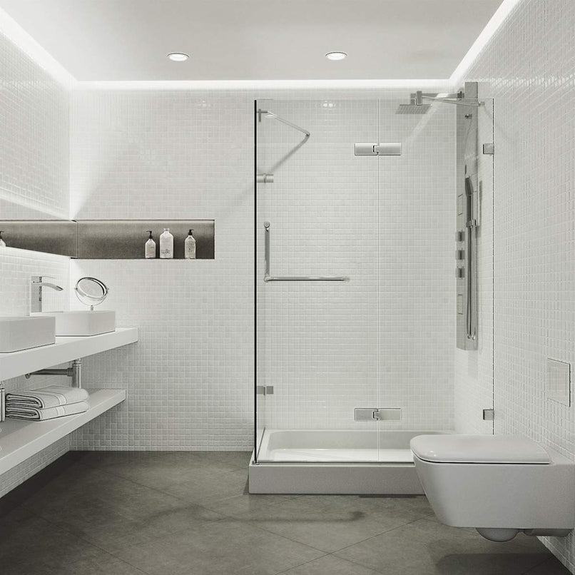 Monteray 79" High x 48" Wide x 32" Deep Hinged, Pivot Frameless Shower Enclosure with Clear Glass - image 6