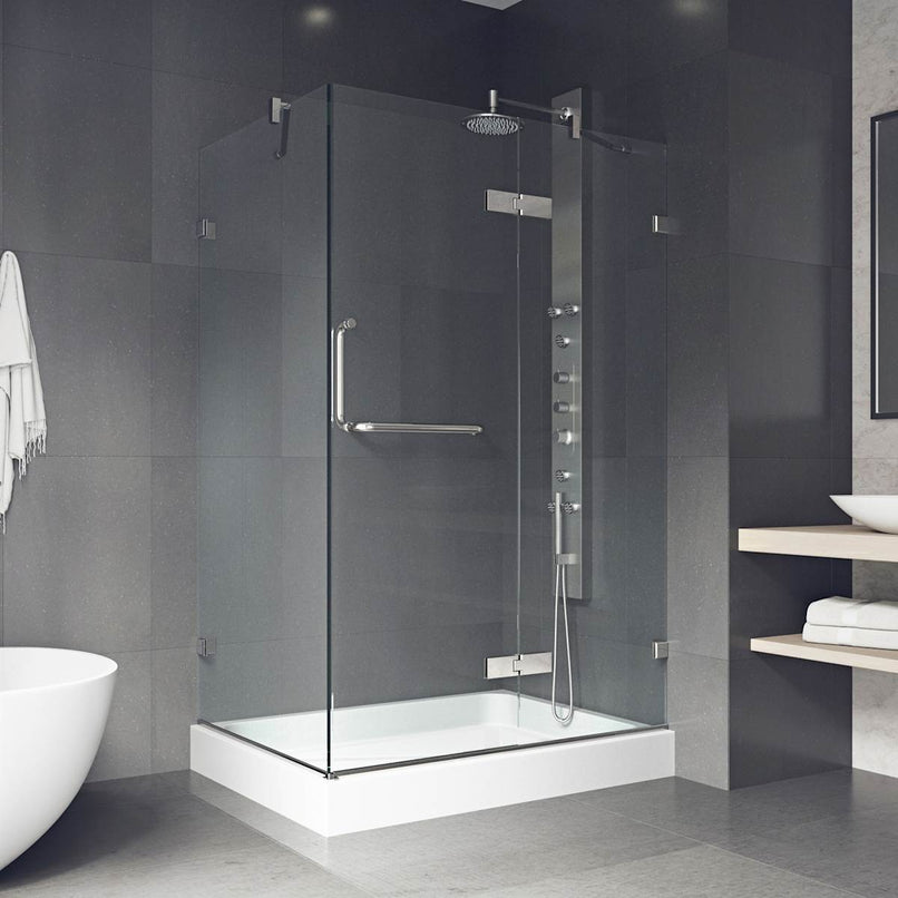 Monteray 79" High x 48" Wide x 32" Deep Hinged, Pivot Frameless Shower Enclosure with Clear Glass - image 7
