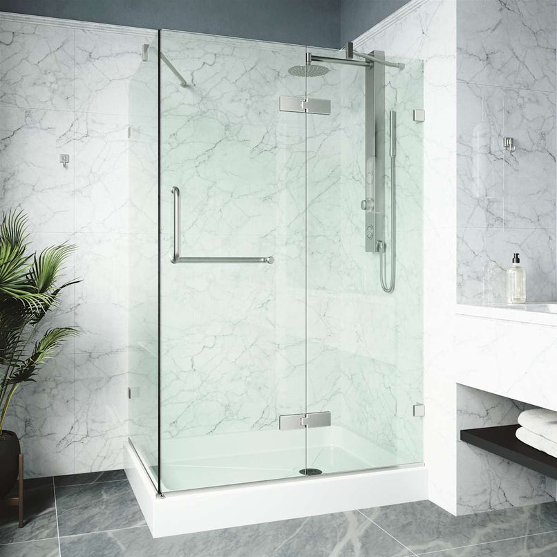 Monteray 79" High x 48" Wide x 32" Deep Hinged, Pivot Frameless Shower Enclosure with Clear Glass - image 13