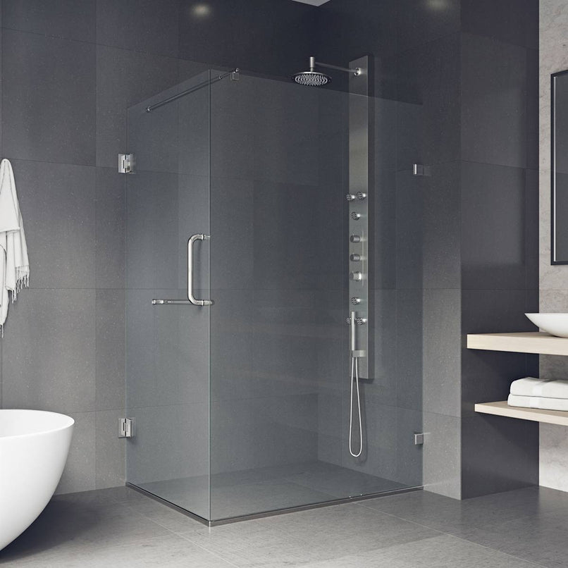 Pacifica 73" High x 34" Wide x 46" Deep Hinged Frameless Shower Enclosure with Clear Glass - image 1