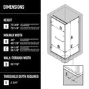 Pacifica 73" High x 34" Wide x 46" Deep Hinged Frameless Shower Enclosure with Clear Glass - image 3