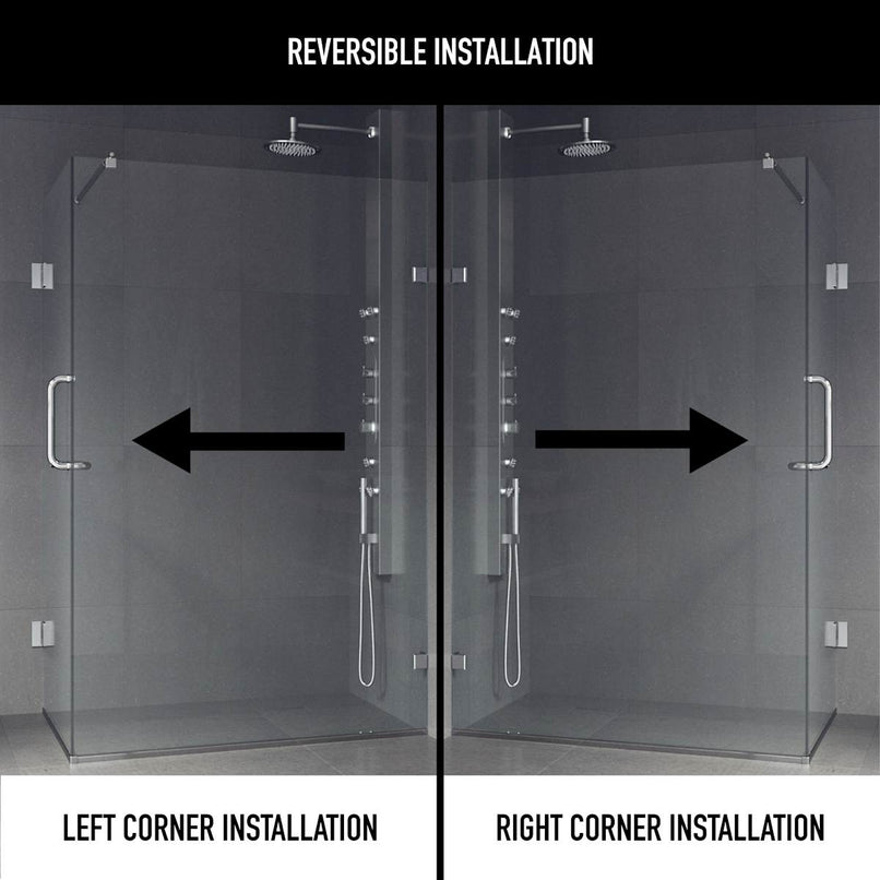 Pacifica 73" High x 34" Wide x 46" Deep Hinged Frameless Shower Enclosure with Clear Glass - image 4