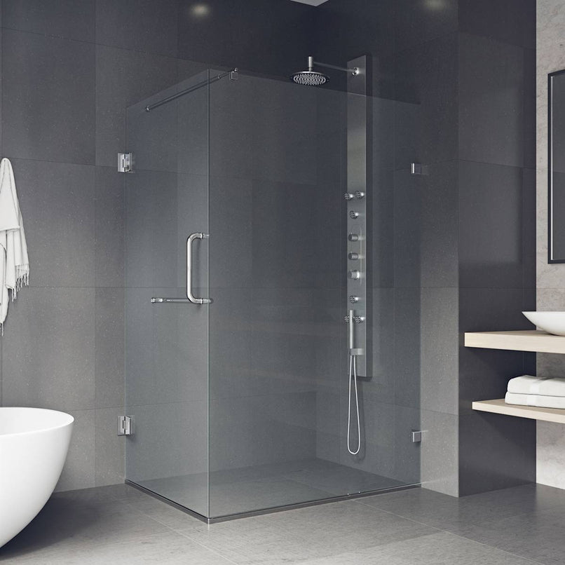 Pacifica 73" High x 34" Wide x 46" Deep Hinged Frameless Shower Enclosure with Clear Glass - image 5