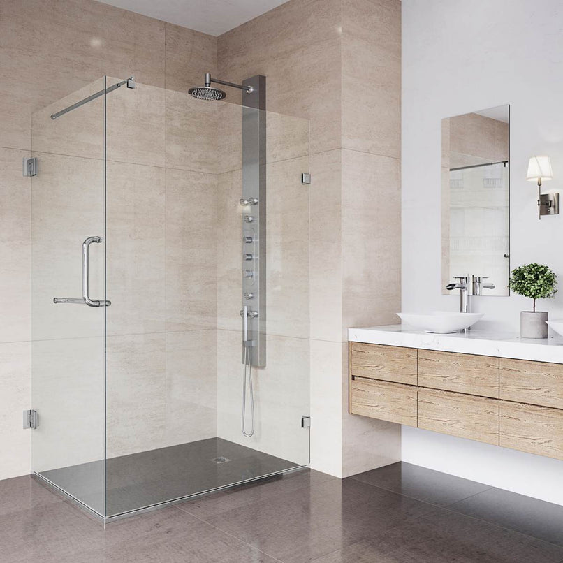 Pacifica 73" High x 34" Wide x 46" Deep Hinged Frameless Shower Enclosure with Clear Glass - image 7