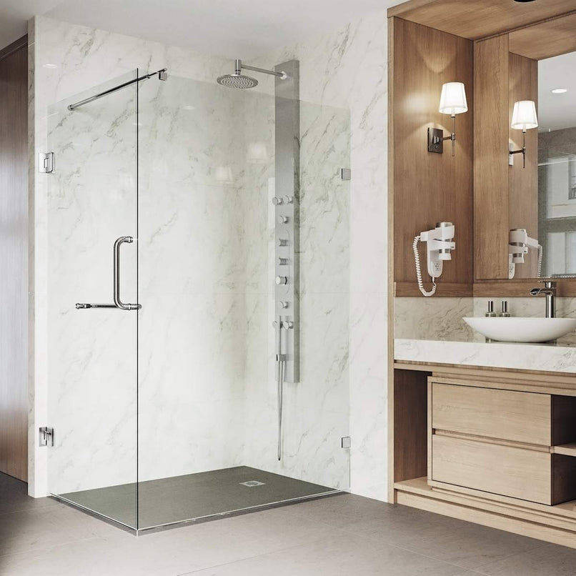 Pacifica 73" High x 34" Wide x 46" Deep Hinged Frameless Shower Enclosure with Clear Glass - image 8
