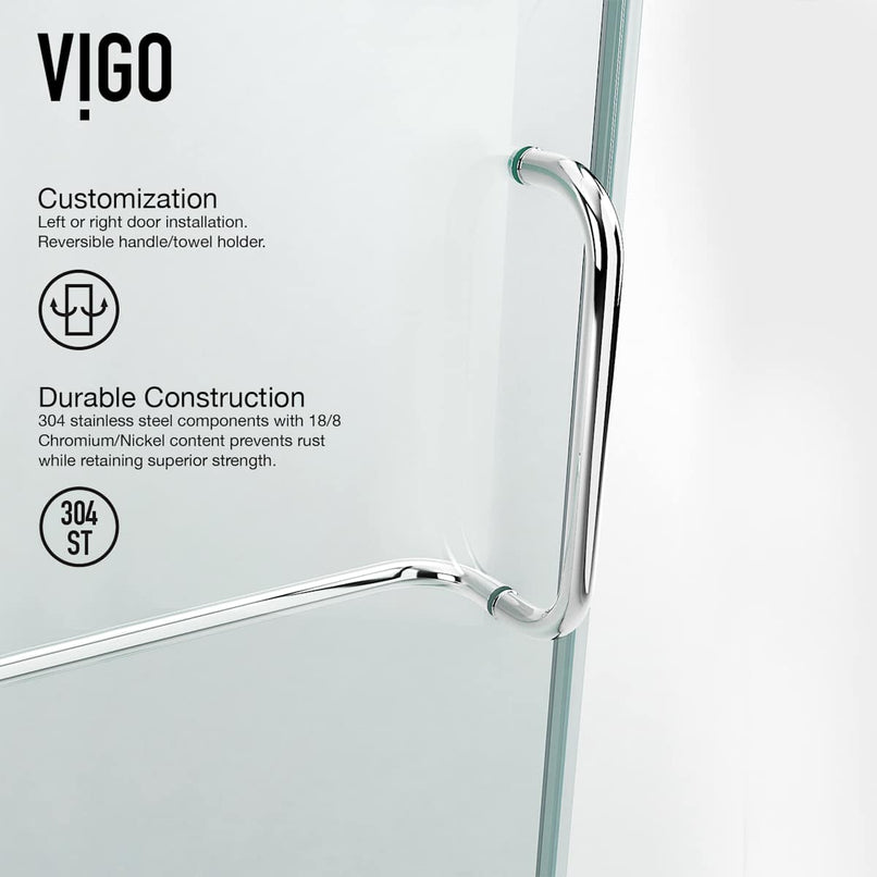 Pacifica 73" High x 34" Wide x 46" Deep Hinged Frameless Shower Enclosure with Clear Glass - image 9