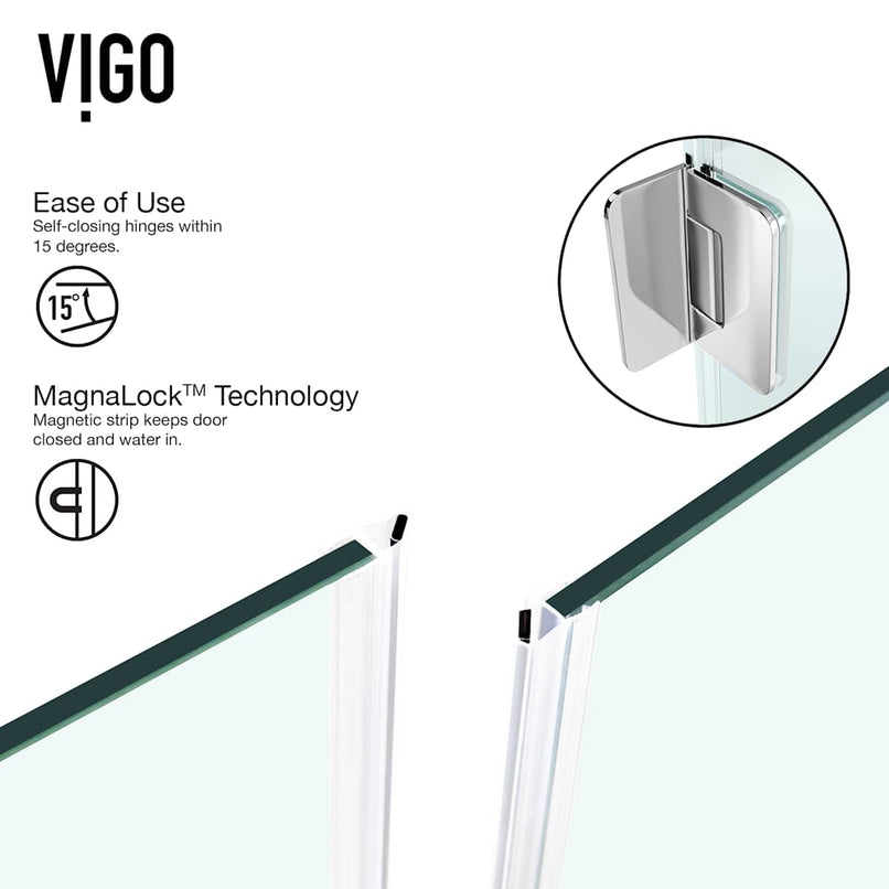 Pacifica 73" High x 34" Wide x 46" Deep Hinged Frameless Shower Enclosure with Clear Glass - image 11