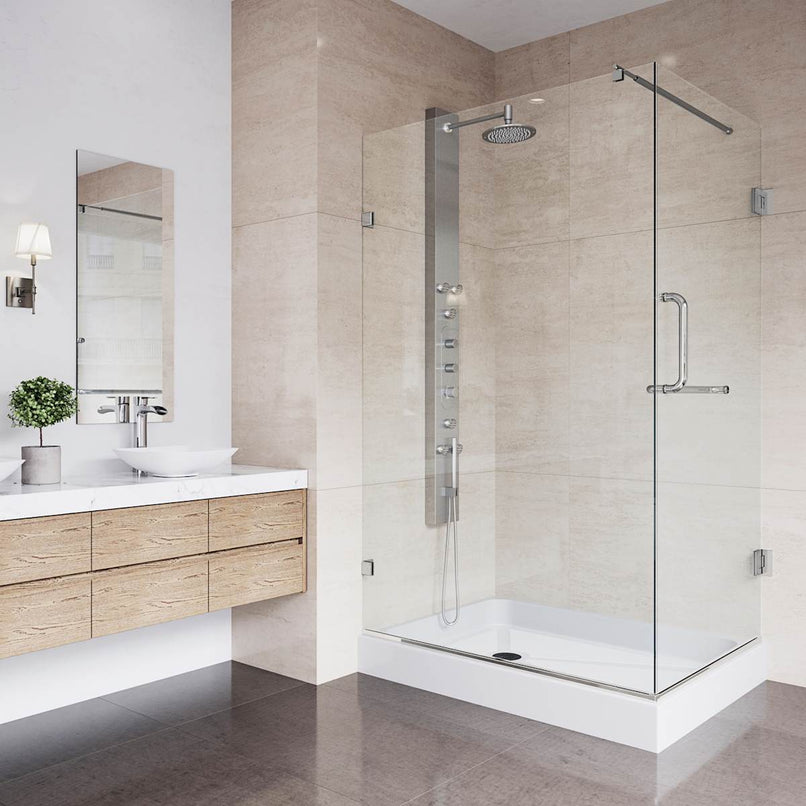 Pacifica 79" High x 36" Wide x 48" Deep Hinged Frameless Shower Enclosure with Clear Glass - image 5