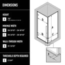 Meridian 76" High x 34" Wide x 34" Deep Hinged Framed Shower Enclosure with Clear Glass - image 3
