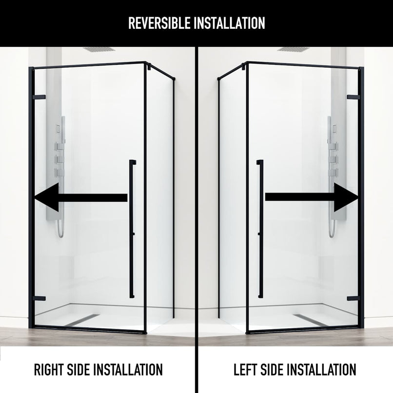 Meridian 76" High x 34" Wide x 34" Deep Hinged Framed Shower Enclosure with Clear Glass - image 4