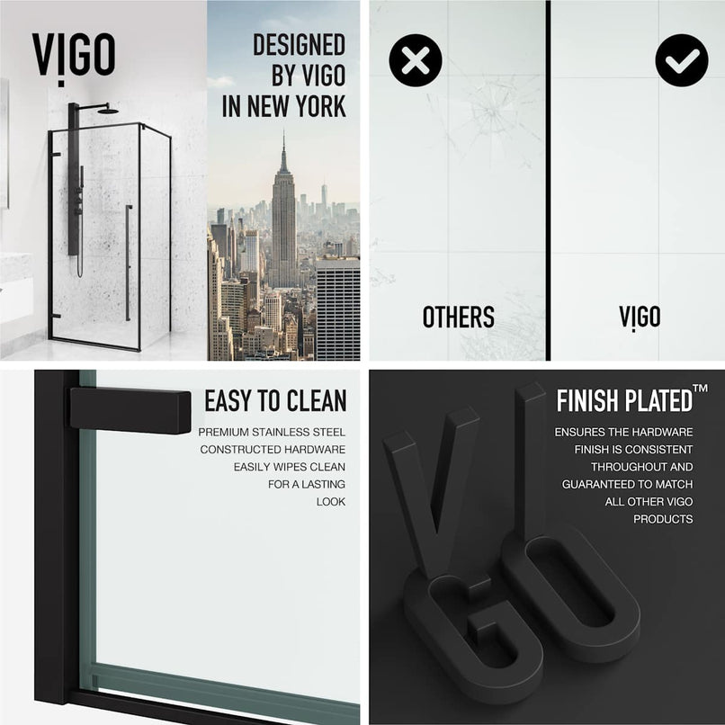 Meridian 76" High x 34" Wide x 34" Deep Hinged Framed Shower Enclosure with Clear Glass - image 6