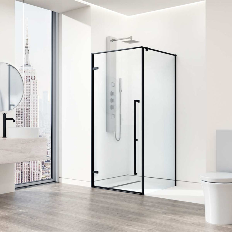 Meridian 76" High x 34" Wide x 34" Deep Hinged Framed Shower Enclosure with Clear Glass - image 8
