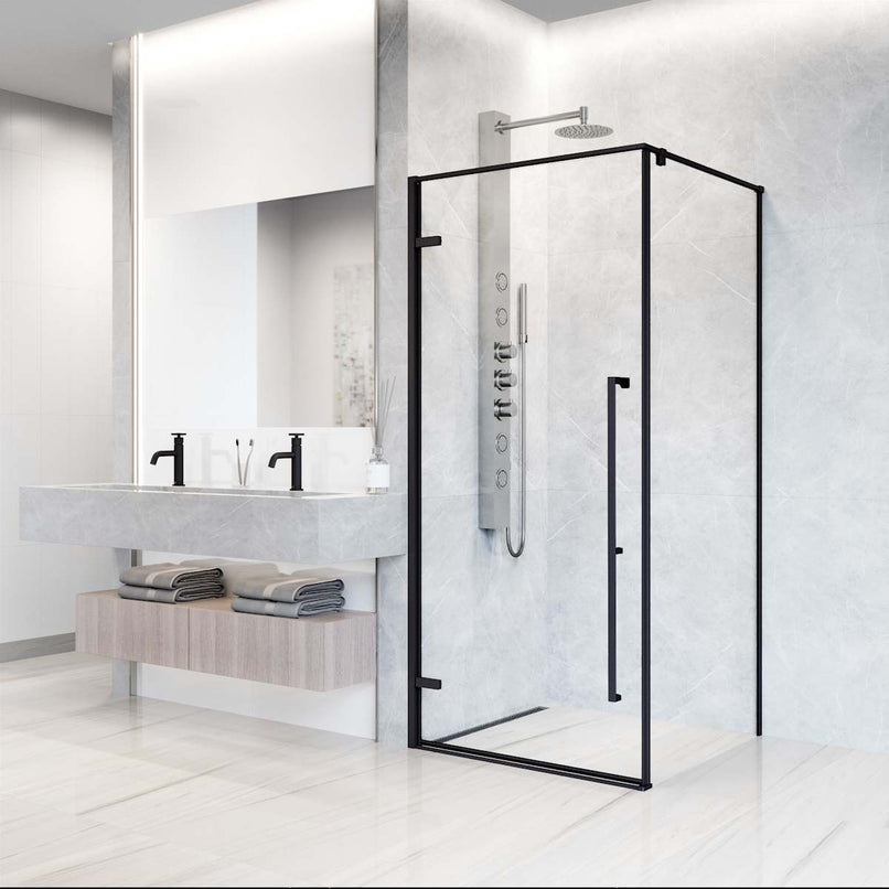 Meridian 76" High x 34" Wide x 34" Deep Hinged Framed Shower Enclosure with Clear Glass - image 9