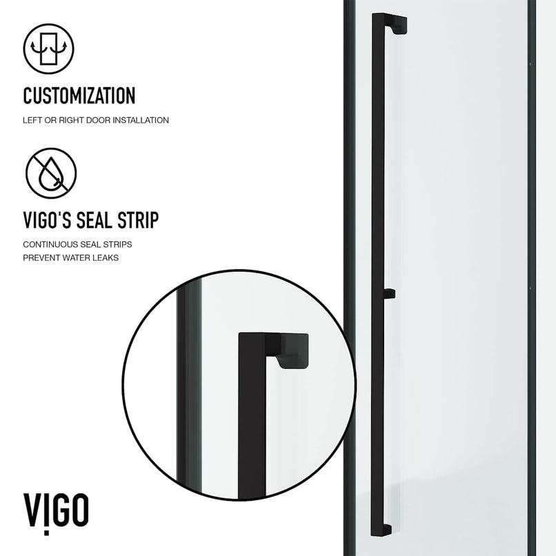 Meridian 76" High x 34" Wide x 34" Deep Hinged Framed Shower Enclosure with Clear Glass - image 10