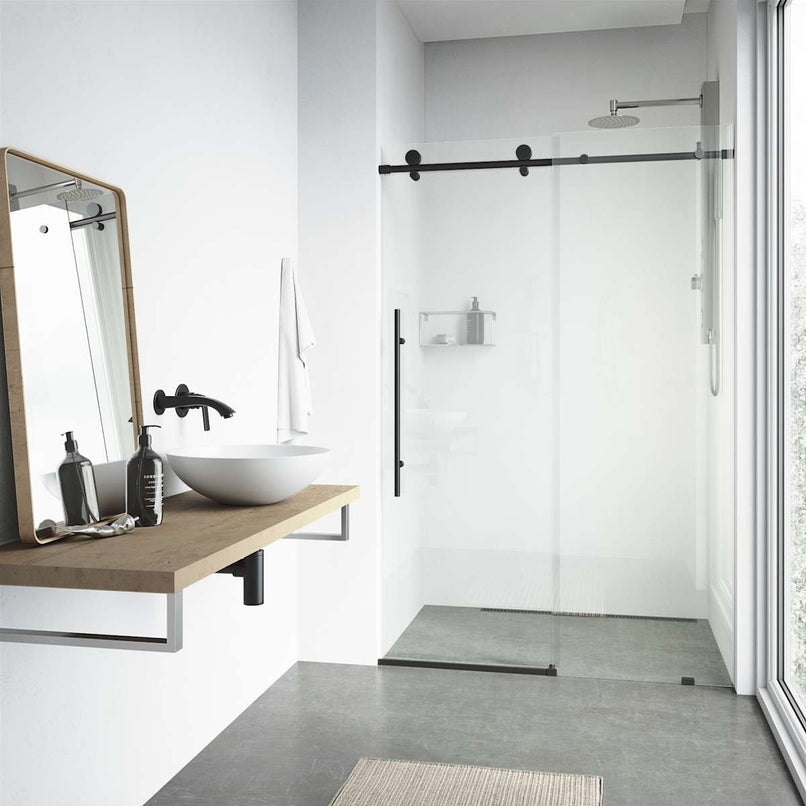 Elan E-Class 76" High x 52" Wide Sliding Frameless Shower Door with Clear Glass - image 9