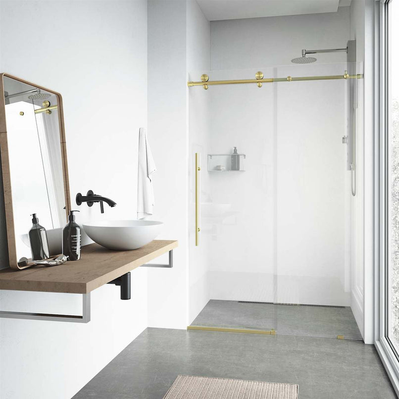 Elan E-Class 76" High x 52" Wide Sliding Frameless Shower Door with Clear Glass - image 27