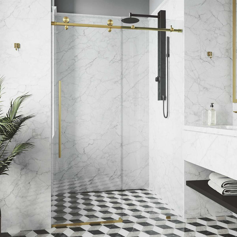 Elan E-Class 76" High x 56" Wide Sliding Frameless Shower Door with Clear Glass - image 7