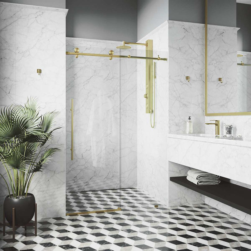 Elan E-Class 76" High x 56" Wide Sliding Frameless Shower Door with Clear Glass - image 8