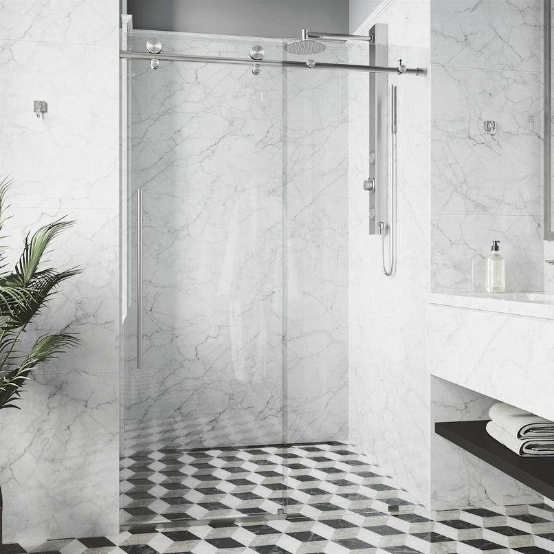 Elan E-Class 76" High x 56" Wide Sliding Frameless Shower Door with Clear Glass - image 14