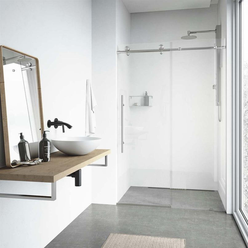 Elan E-Class 76" High x 56" Wide Sliding Frameless Shower Door with Clear Glass - image 15