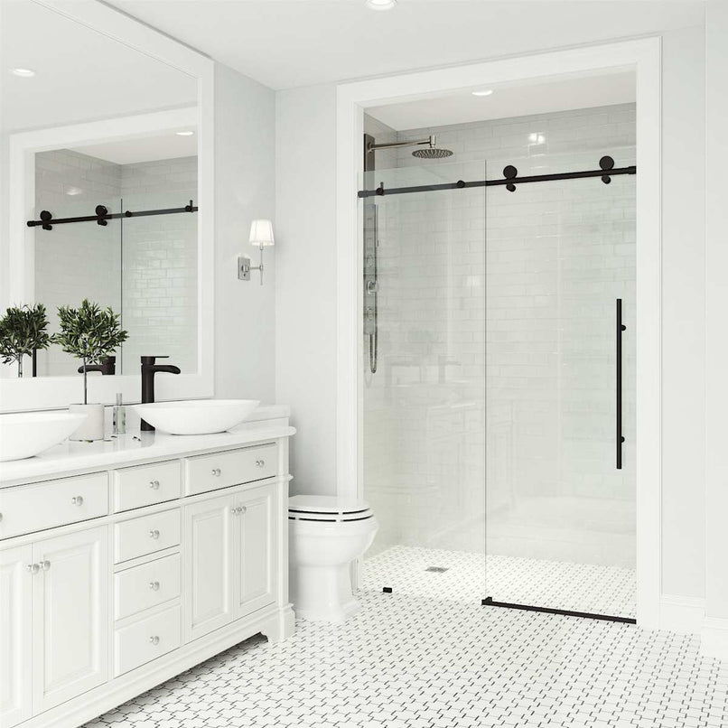 Elan E-Class 76" High x 56" Wide Sliding Frameless Shower Door with Clear Glass - image 23