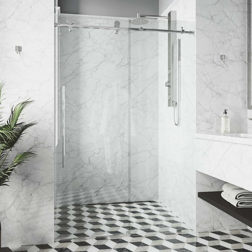 Elan E-Class 76" High x 56" Wide Sliding Frameless Shower Door with Clear Glass - image 26