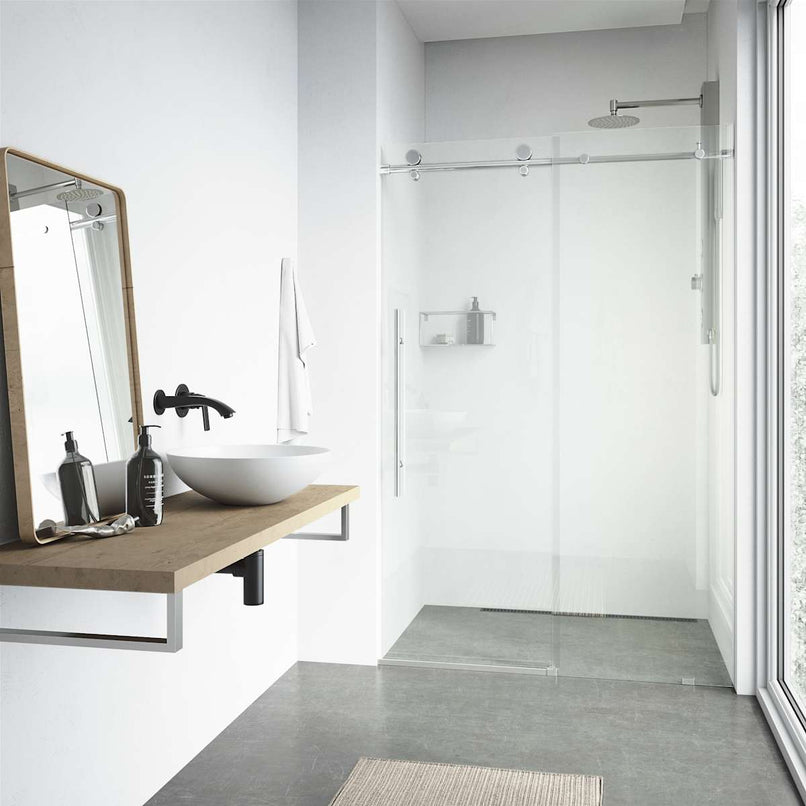 Elan E-Class 76" High x 56" Wide Sliding Frameless Shower Door with Clear Glass - image 27