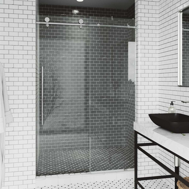 Elan E-Class 76" High x 56" Wide Sliding Frameless Shower Door with Clear Glass - image 30