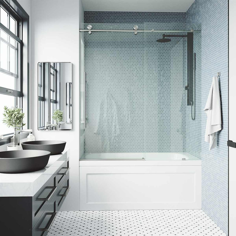 Elan E-Class 66" High x 60" Wide Sliding Frameless Tub Door with Clear Glass - image 13