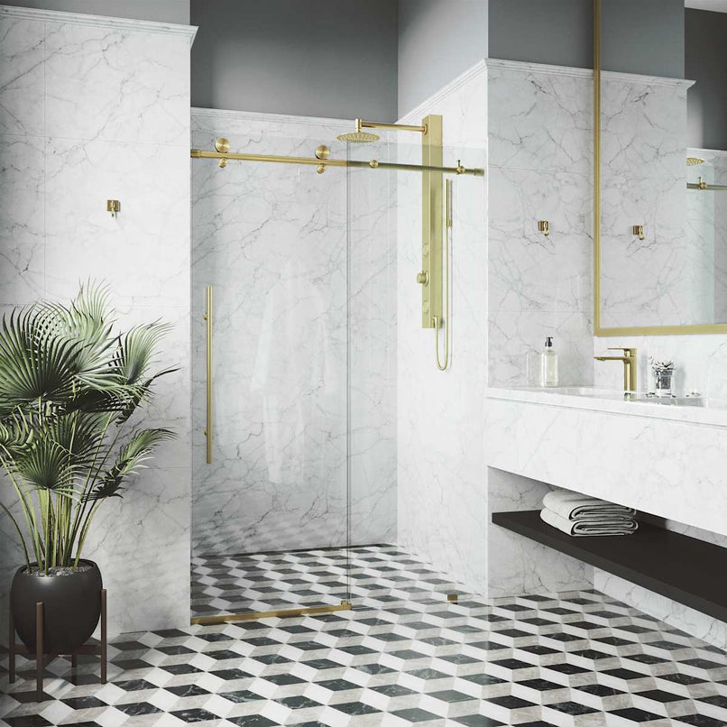 Elan E-Class 76" High x 60" Wide Sliding Frameless Shower Door with Clear Glass - image 5