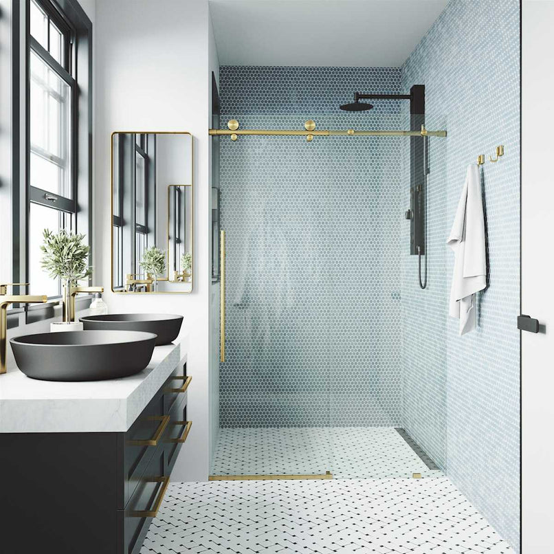 Elan E-Class 76" High x 60" Wide Sliding Frameless Shower Door with Clear Glass - image 9