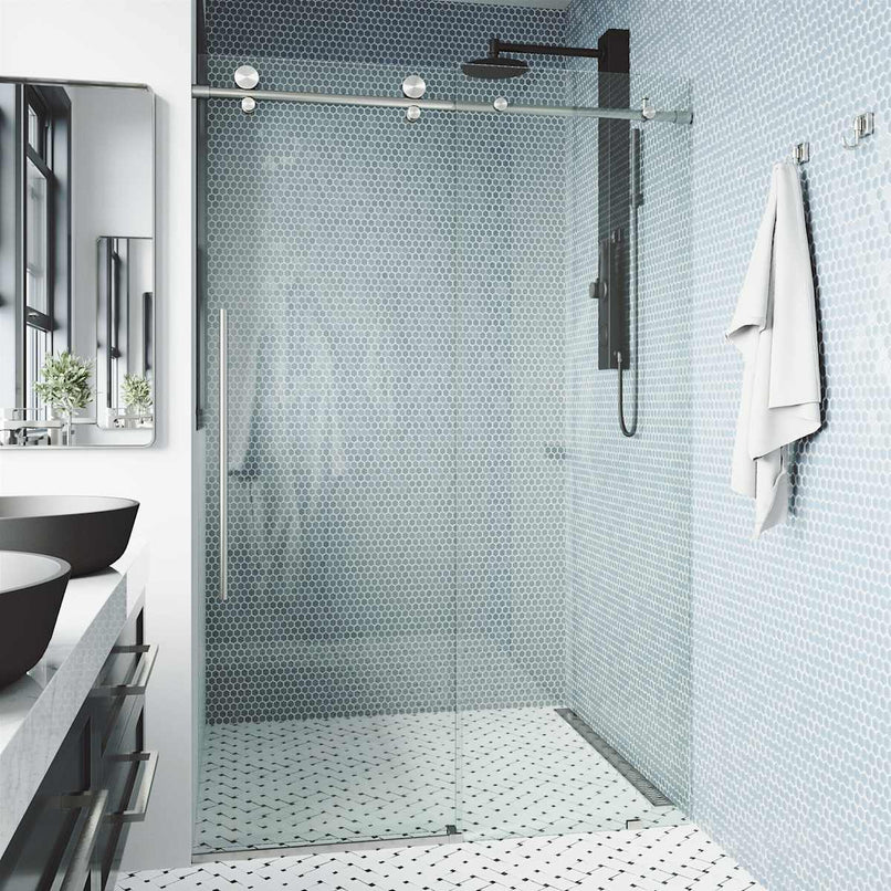 Elan E-Class 76" High x 60" Wide Sliding Frameless Shower Door with Clear Glass - image 22