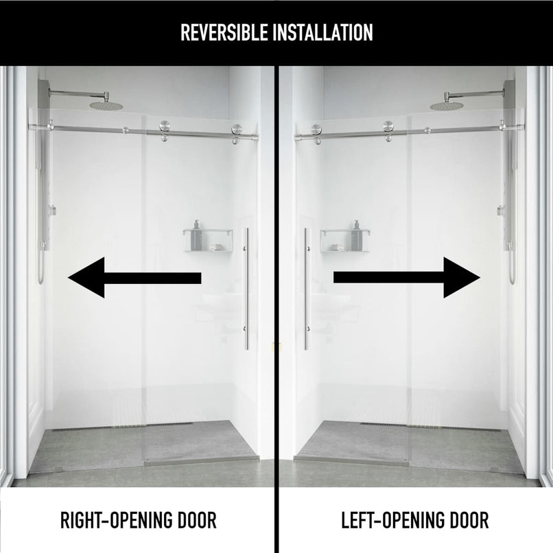 Elan E-Class 76" High x 64" Wide Sliding Frameless Shower Door with Clear Glass - image 4