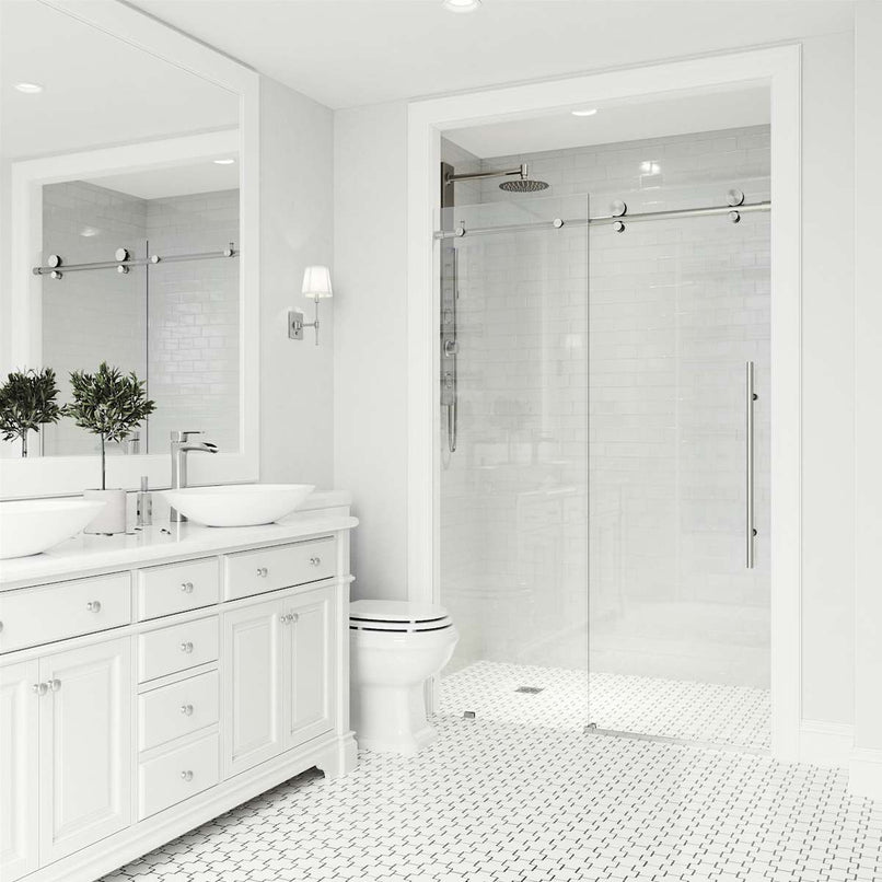 Elan E-Class 76" High x 64" Wide Sliding Frameless Shower Door with Clear Glass - image 5