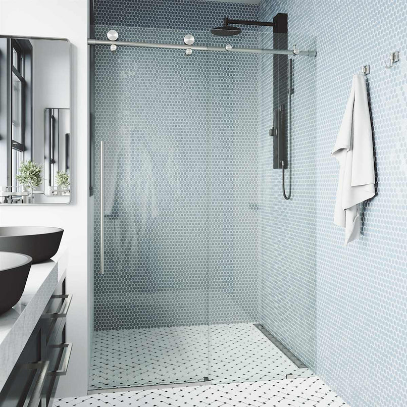 Elan E-Class 76" High x 64" Wide Sliding Frameless Shower Door with Clear Glass - image 8