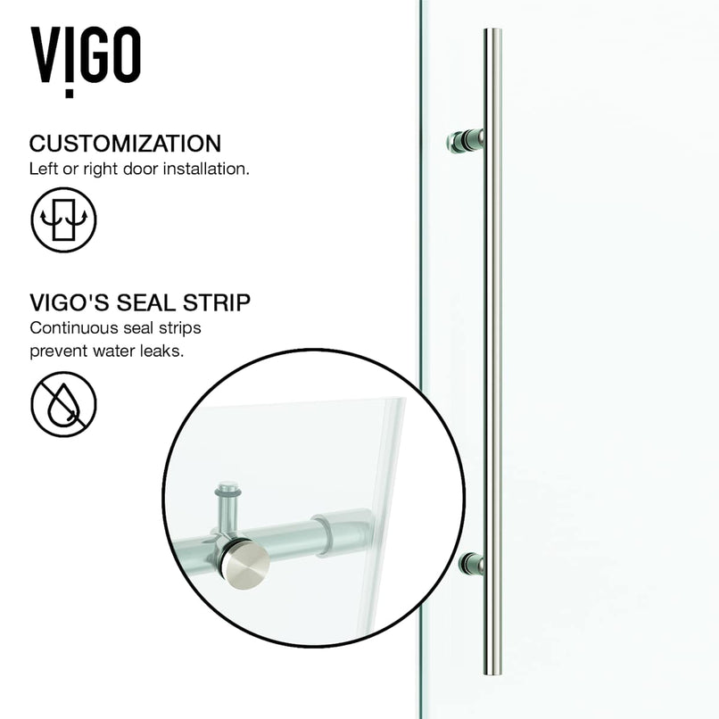 Elan E-Class 76" High x 64" Wide Sliding Frameless Shower Door with Clear Glass - image 10