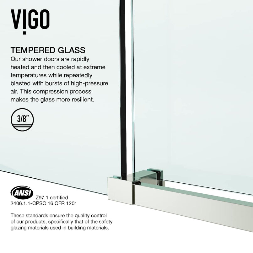 Elan E-Class 76" High x 64" Wide Sliding Frameless Shower Door with Clear Glass - image 11