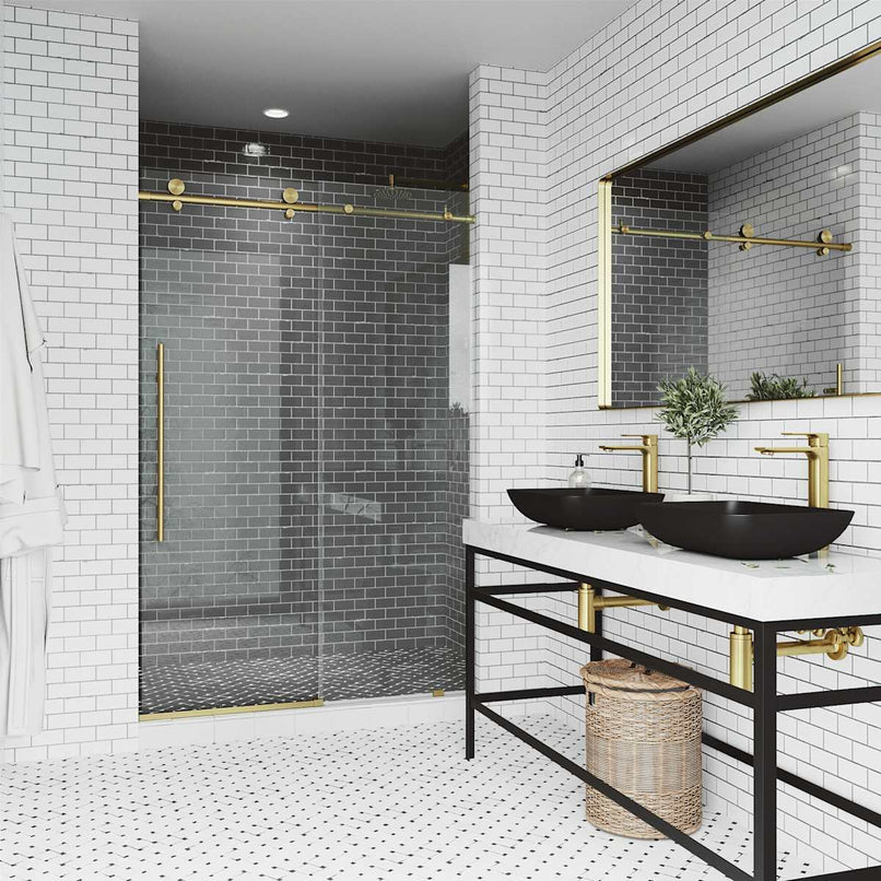 Elan E-Class 76" High x 68" Wide Sliding Frameless Shower Door with Clear Glass - image 9