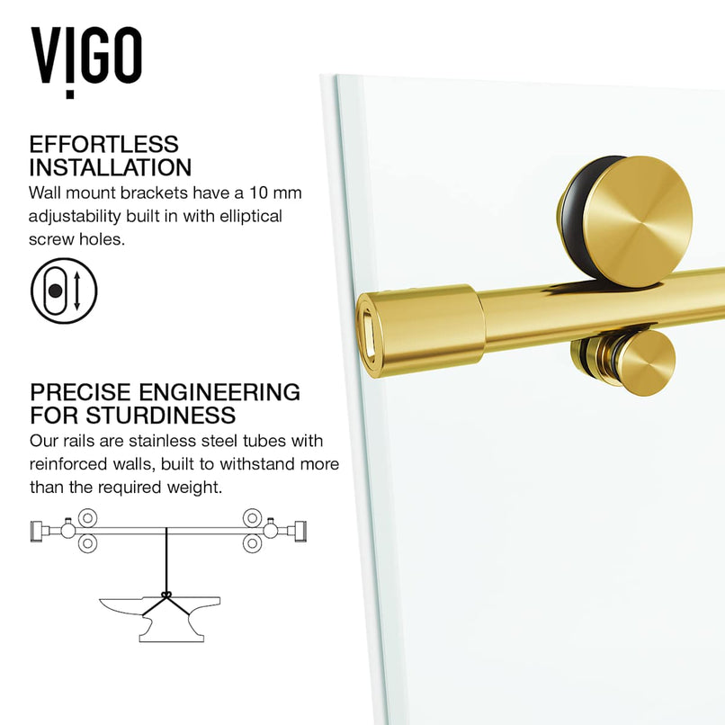 Elan E-Class 76" High x 68" Wide Sliding Frameless Shower Door with Clear Glass - image 12