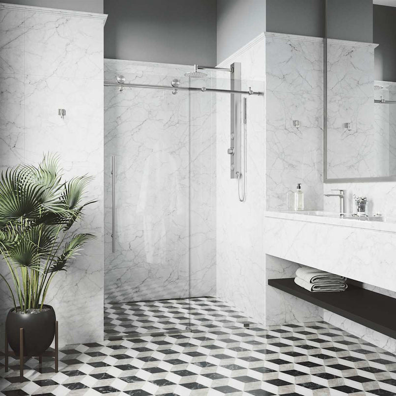 Elan E-Class 76" High x 68" Wide Sliding Frameless Shower Door with Clear Glass - image 15