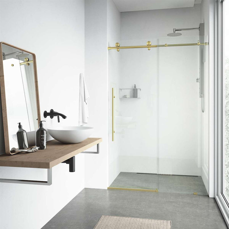 Elan E-Class 76" High x 72" Wide Sliding Frameless Shower Door with Clear Glass - image 7