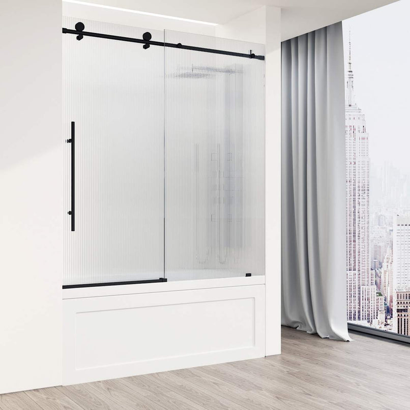 Elan E-Class 66" High x 60" Wide Sliding Frameless Tub Door with Patterned Glass - image 4