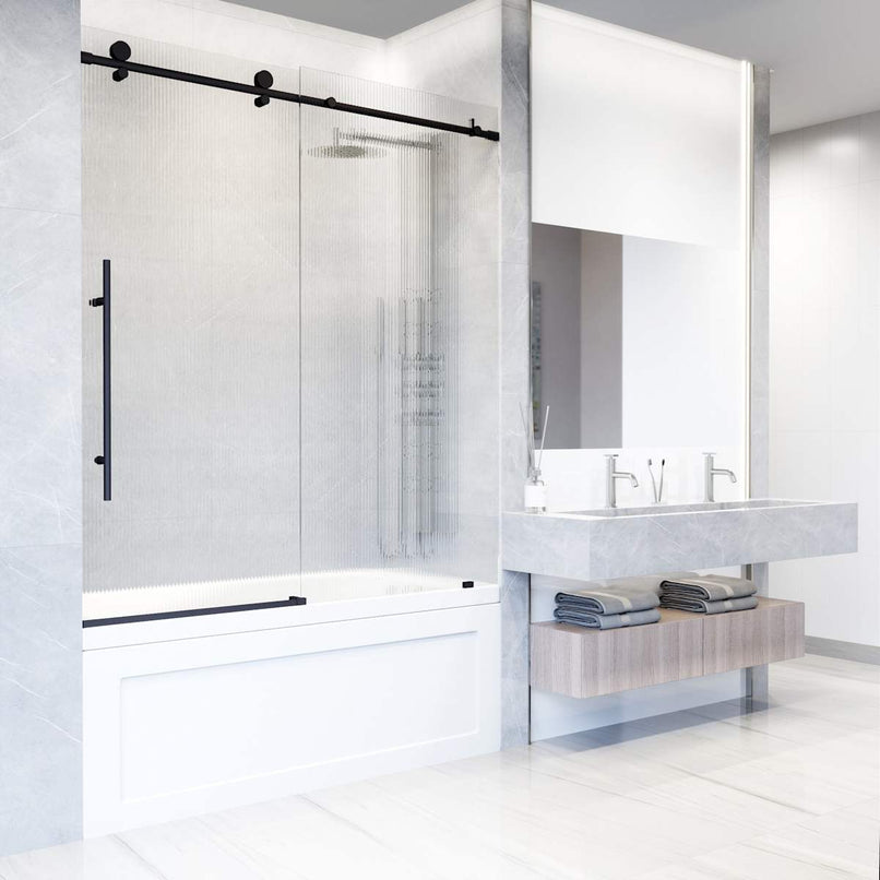 Elan E-Class 66" High x 60" Wide Sliding Frameless Tub Door with Patterned Glass - image 7