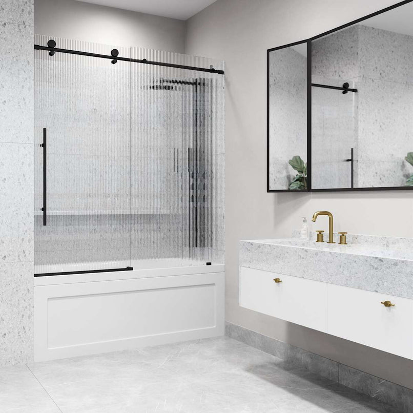 Elan E-Class 66" High x 60" Wide Sliding Frameless Tub Door with Patterned Glass - image 8