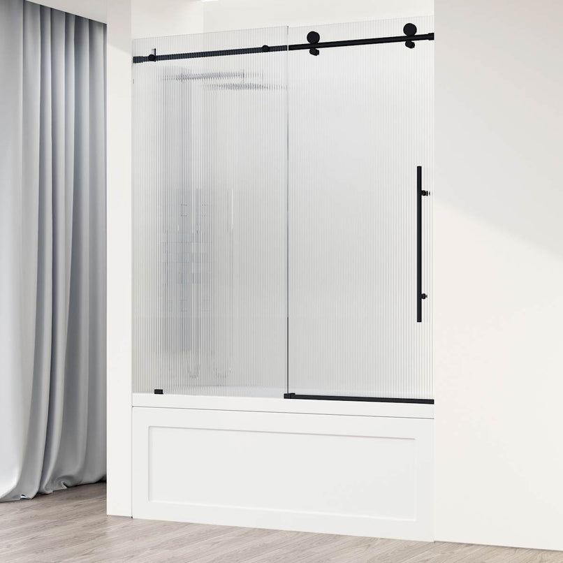 Elan E-Class 66" High x 60" Wide Sliding Frameless Tub Door with Patterned Glass - image 2
