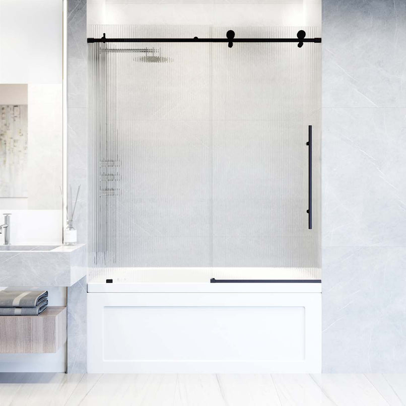 Elan E-Class 66" High x 60" Wide Sliding Frameless Tub Door with Patterned Glass - image 6