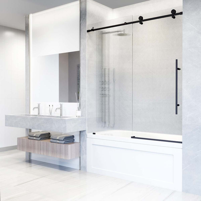 Elan E-Class 66" High x 60" Wide Sliding Frameless Tub Door with Patterned Glass - image 7