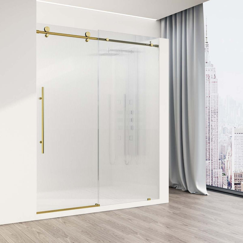 Elan E-Class 76" High x 60" Wide Sliding Frameless Shower Door with Patterned Glass - image 4