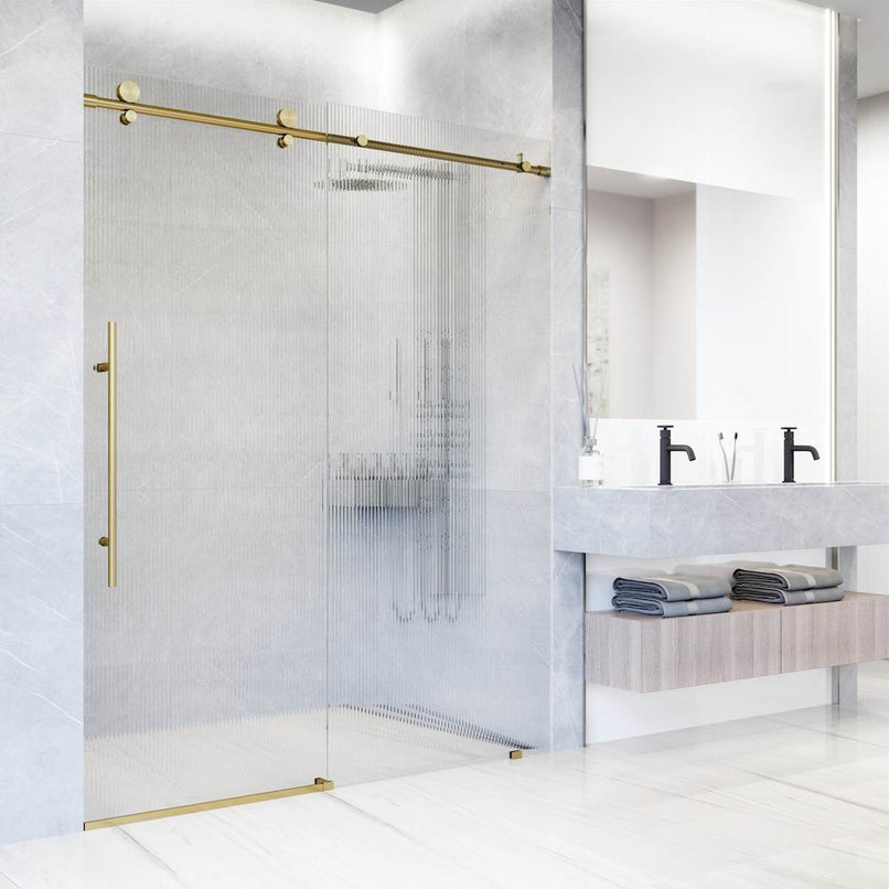 Elan E-Class 76" High x 60" Wide Sliding Frameless Shower Door with Patterned Glass - image 7