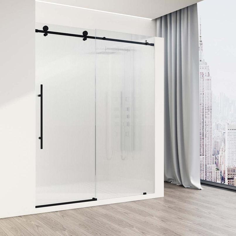 Elan E-Class 76" High x 60" Wide Sliding Frameless Shower Door with Patterned Glass - image 16